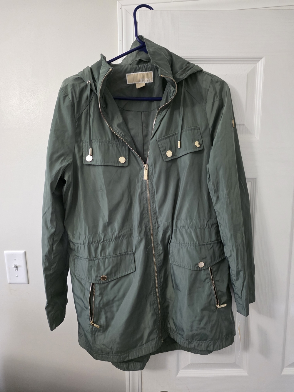 Michael Kors Olive Green Hooded Utility Jacket